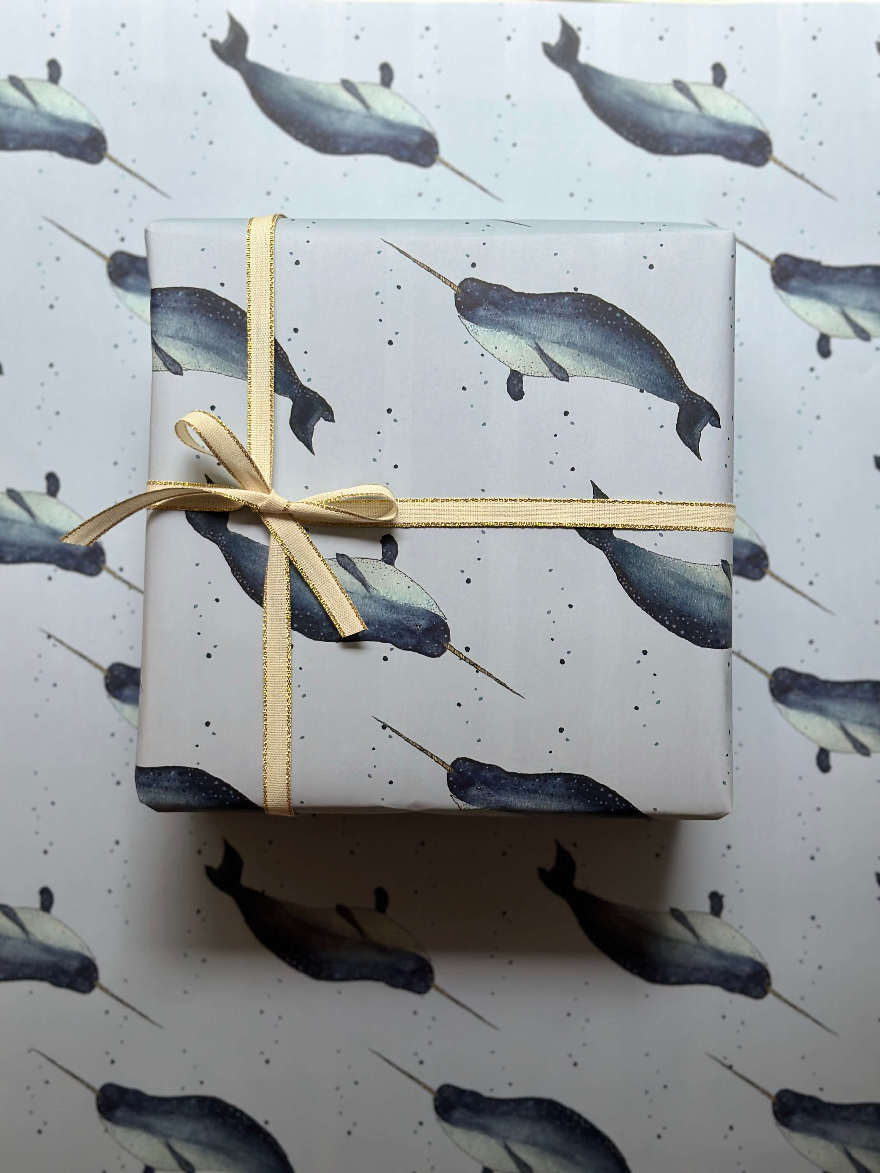 Narwhal Double-Sided Wrapping Paper - 3 Sheets (20x29in)
