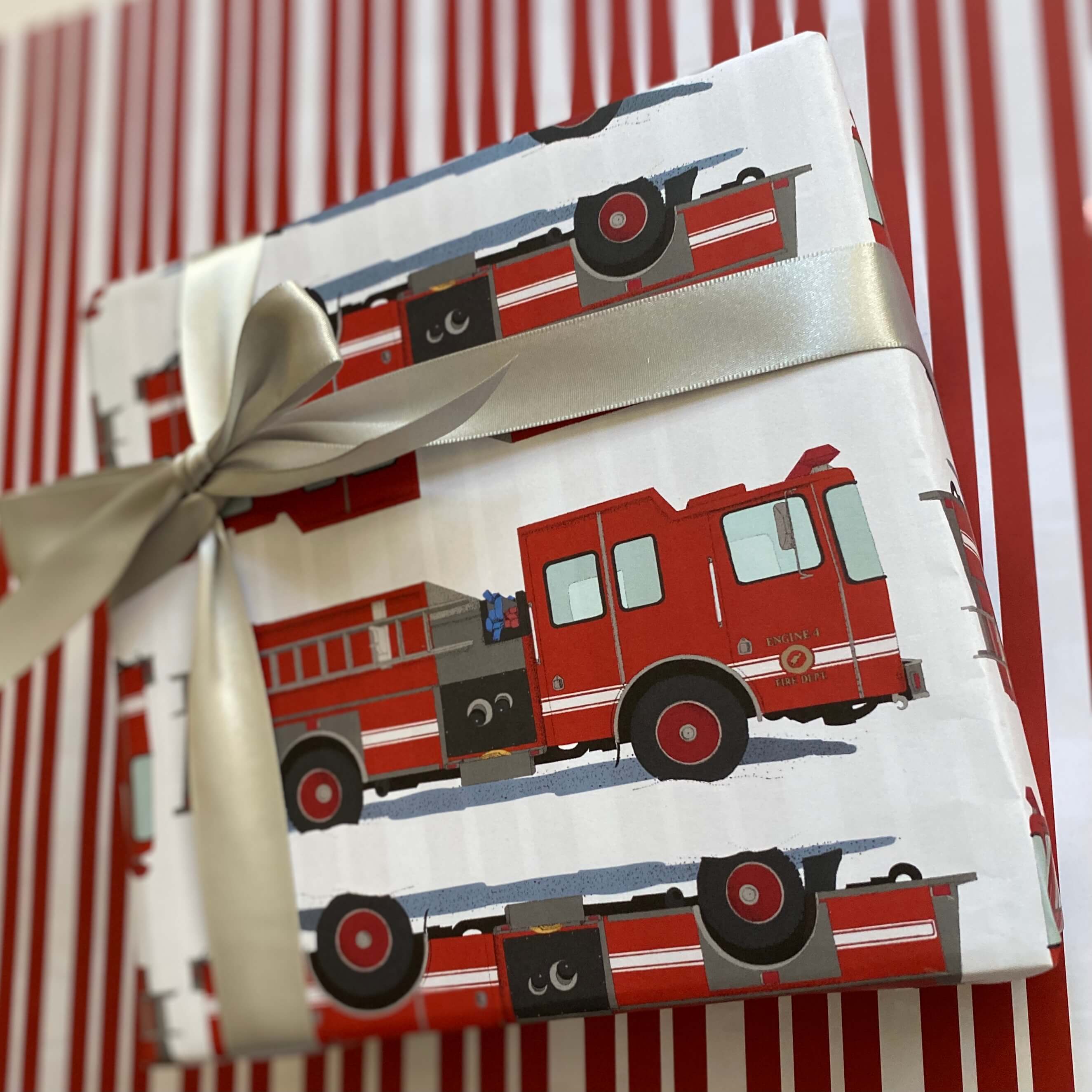 Fire Truck Double-Sided Wrapping Paper - 3 Sheets (20x29 in. each)