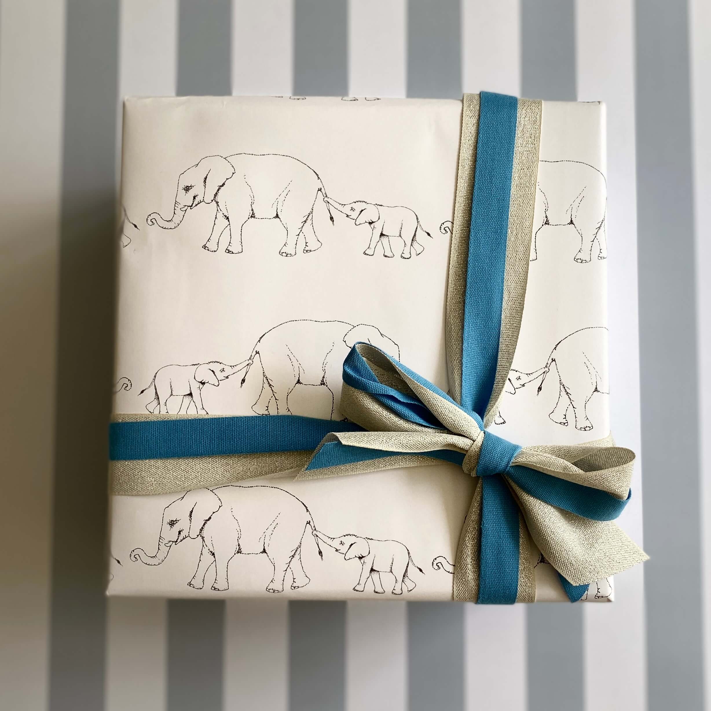 Baby & Mama Elephant Double-Sided Wrapping Paper: 3 Sheets (20x29 in. each)