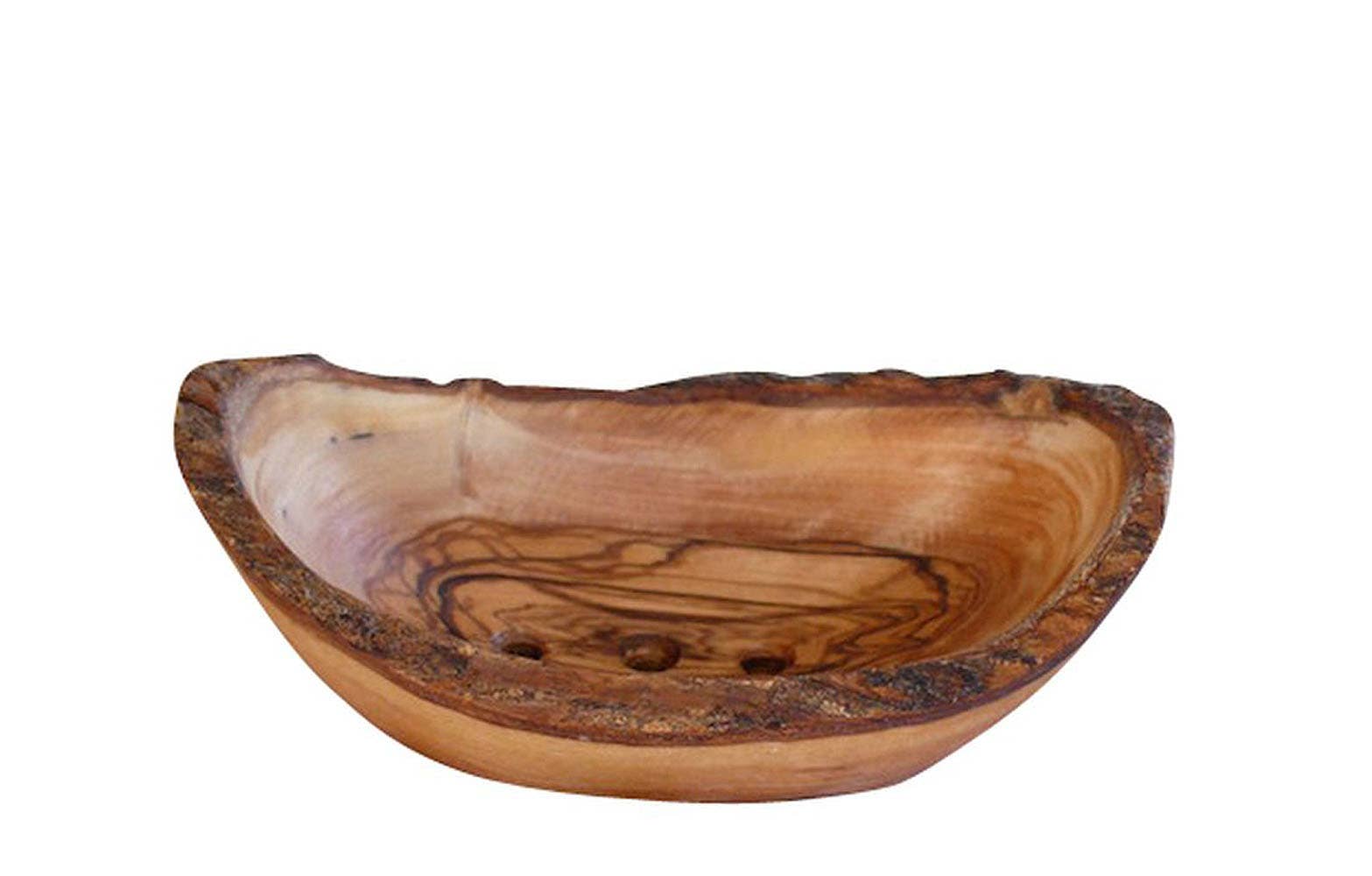 Rustic Olive Wood oval soap dish