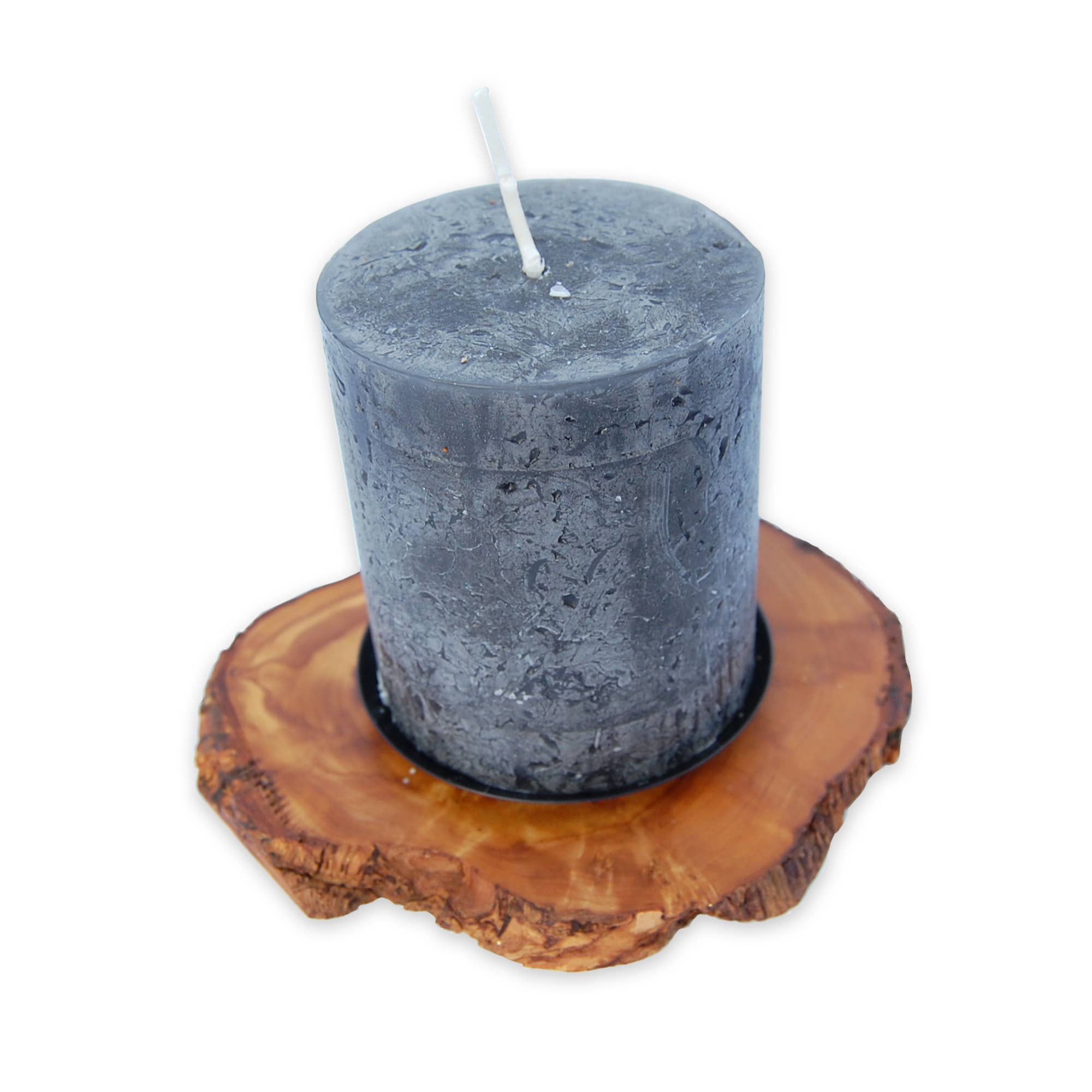 Olive Wood Single Candle Holder