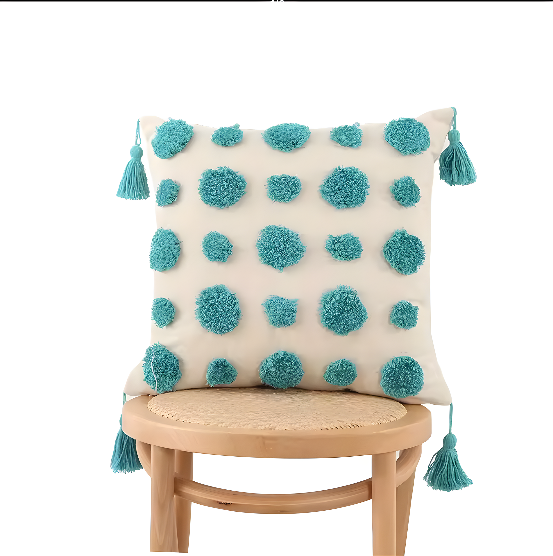 Tassel Embroidered Throw Pillowcase Bedroom Polka Dot Pillow Case