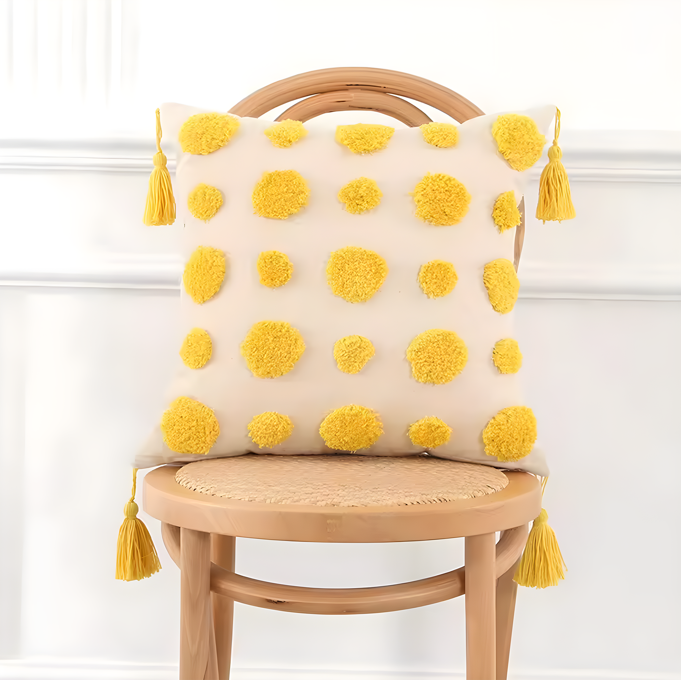 Tassel Embroidered Throw Pillowcase Bedroom Polka Dot Pillow Case