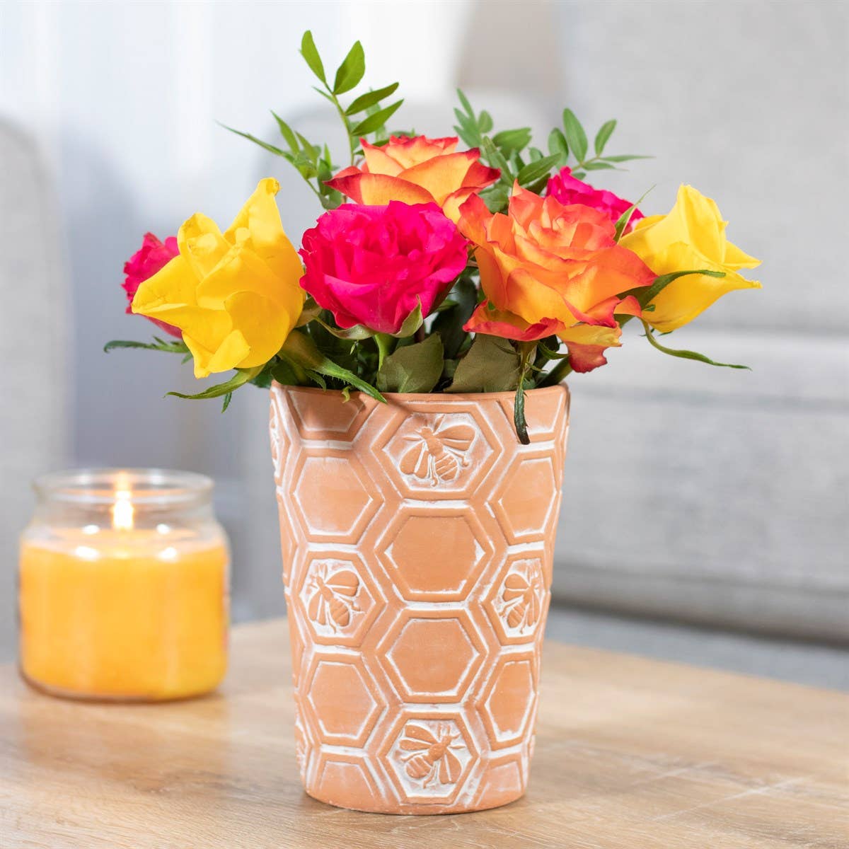 Terracotta Bee and Honeycomb Plant Pot