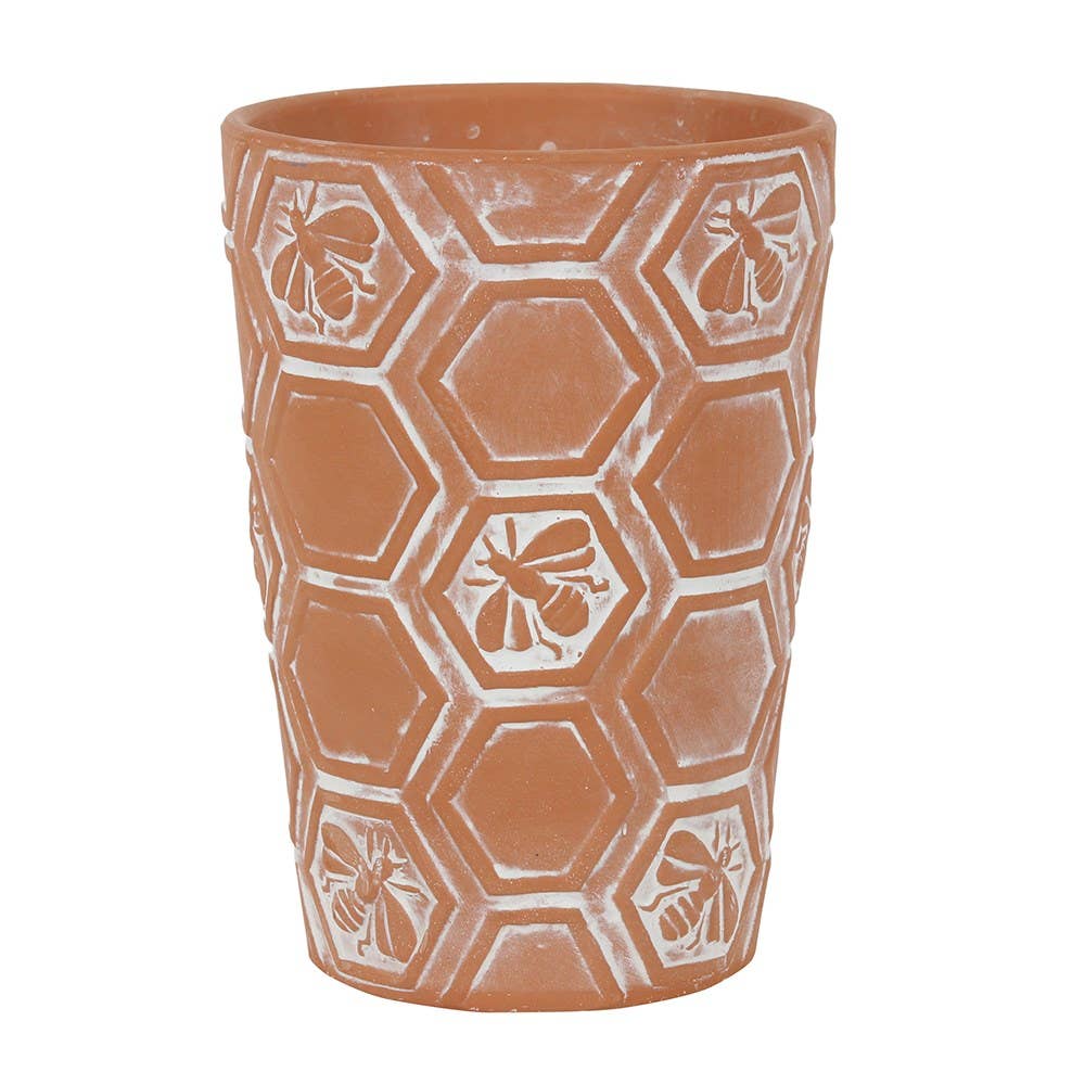 Terracotta Bee and Honeycomb Plant Pot