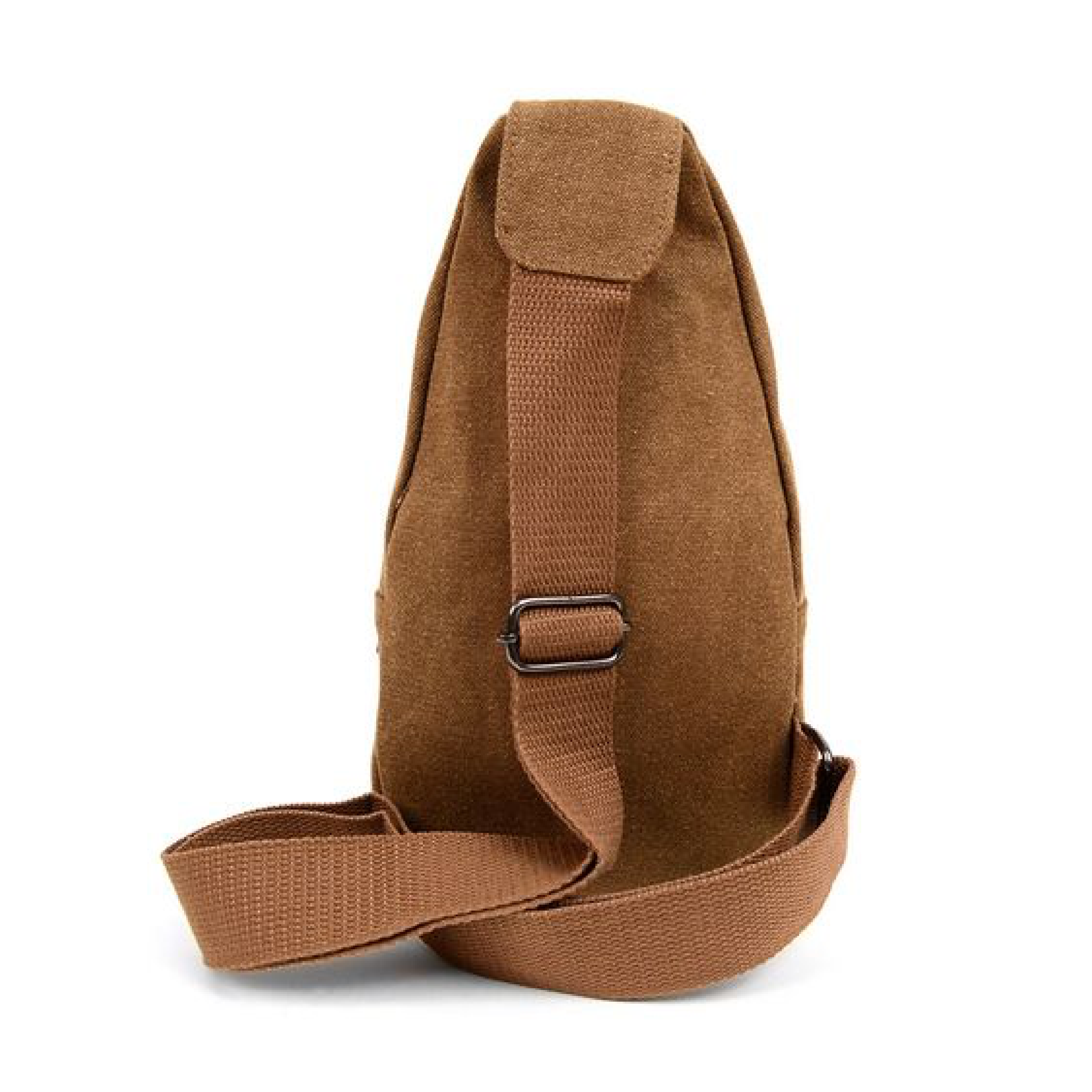 Brown Crossbody Canvas Sling Bag Backpack with Adjustable Strap