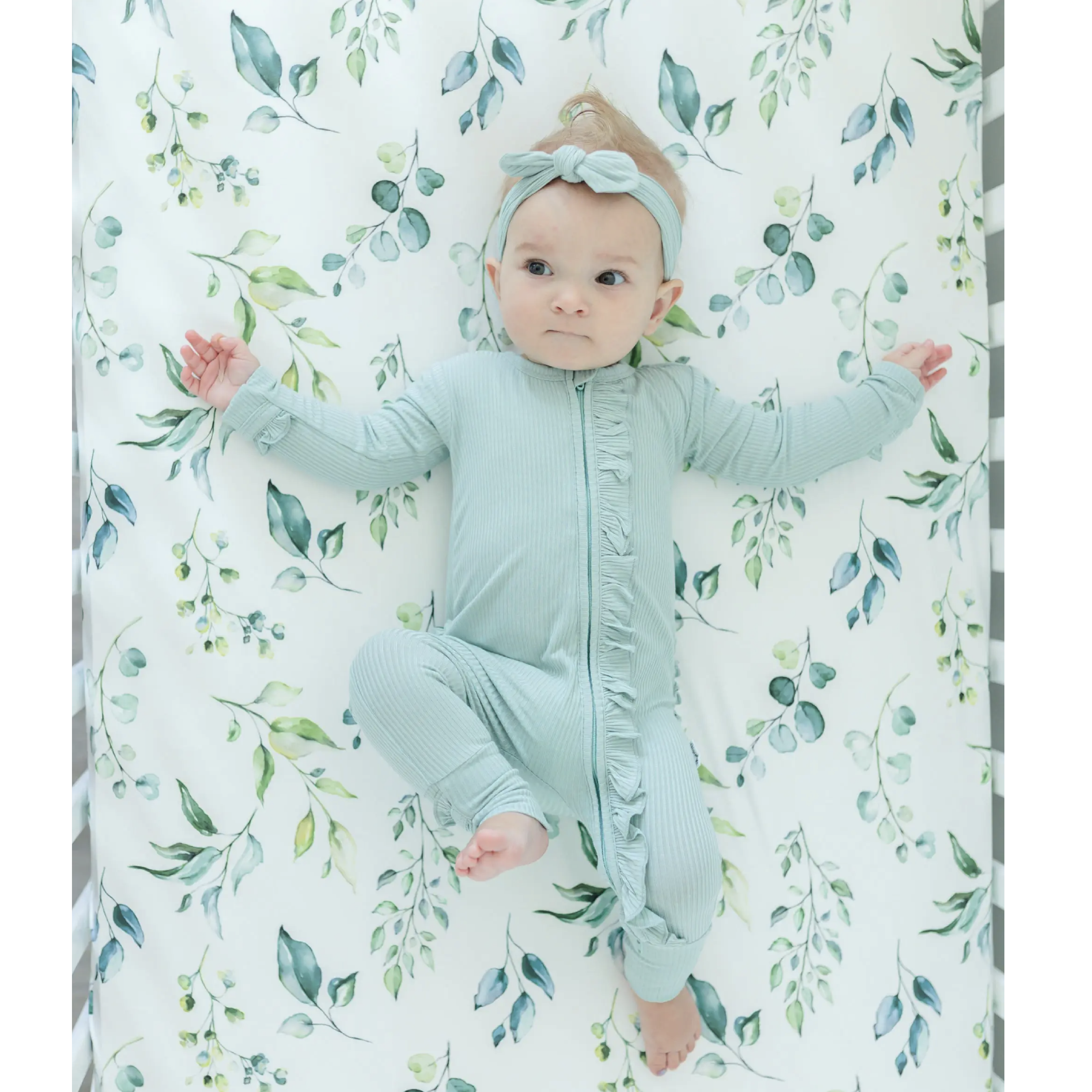 Standard Size Fitted Crib Sheet - Eucalyptus