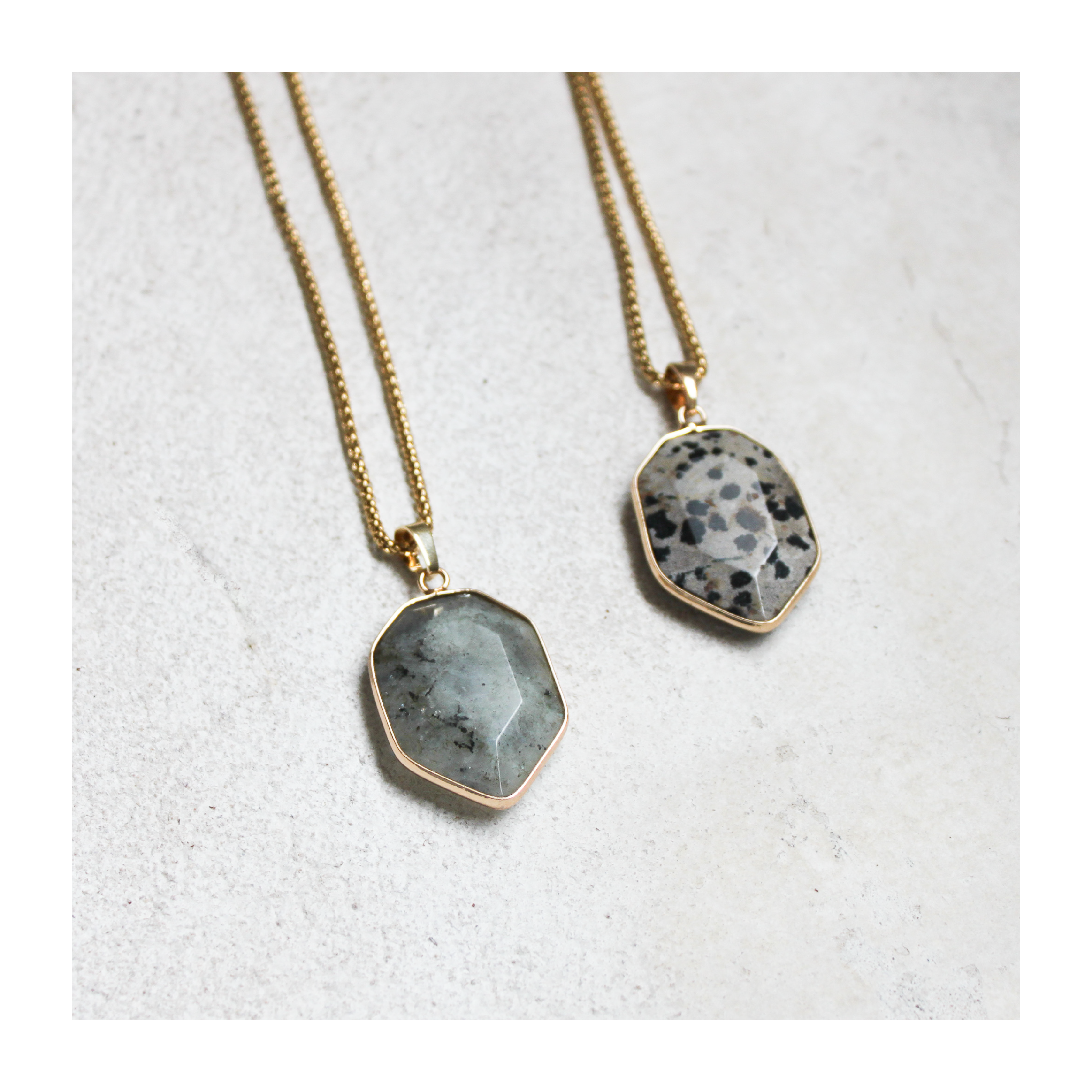 Labradorite Drop Pendant Necklace. Non tarnish Gold