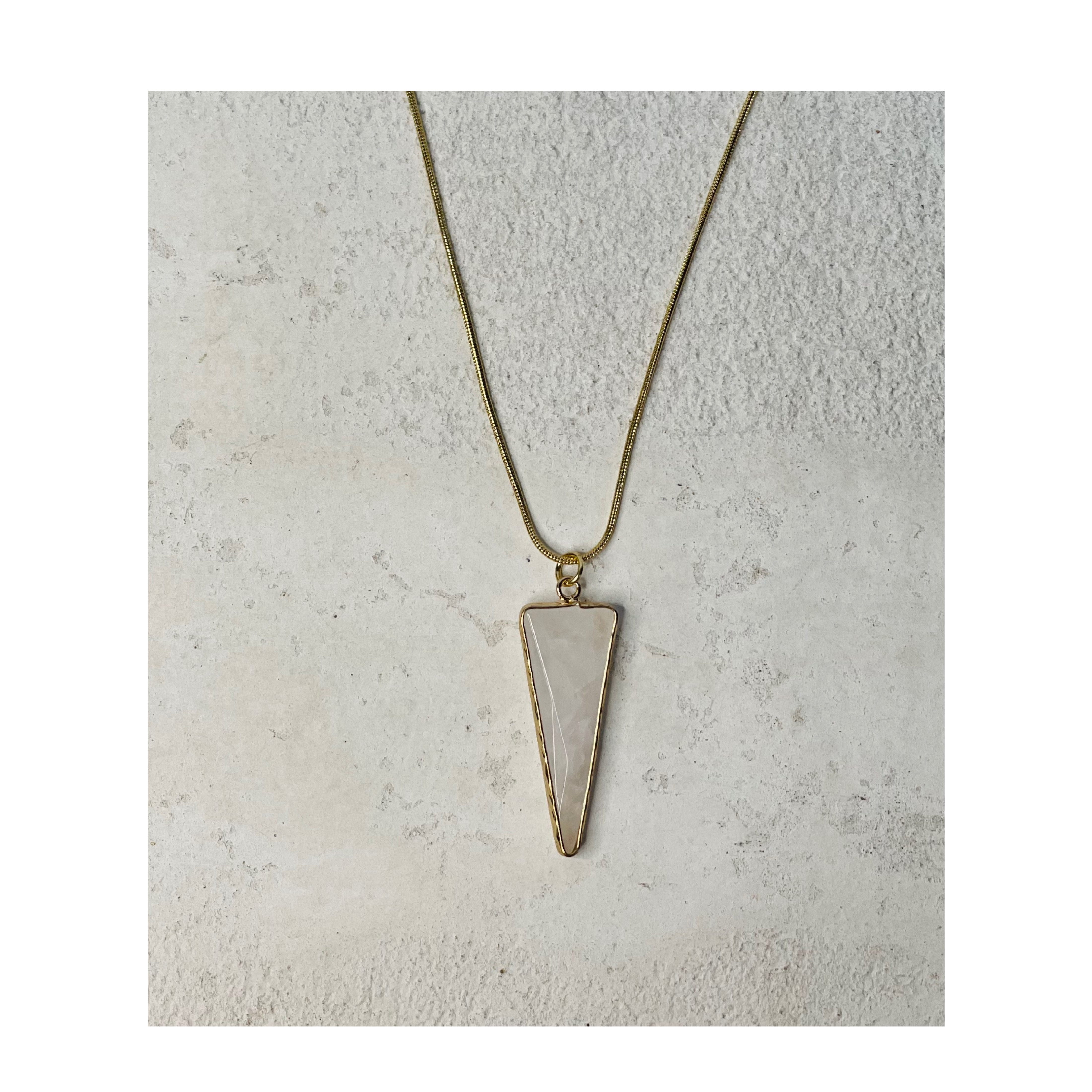 Quartz Crystal Triangle Pendant Necklace