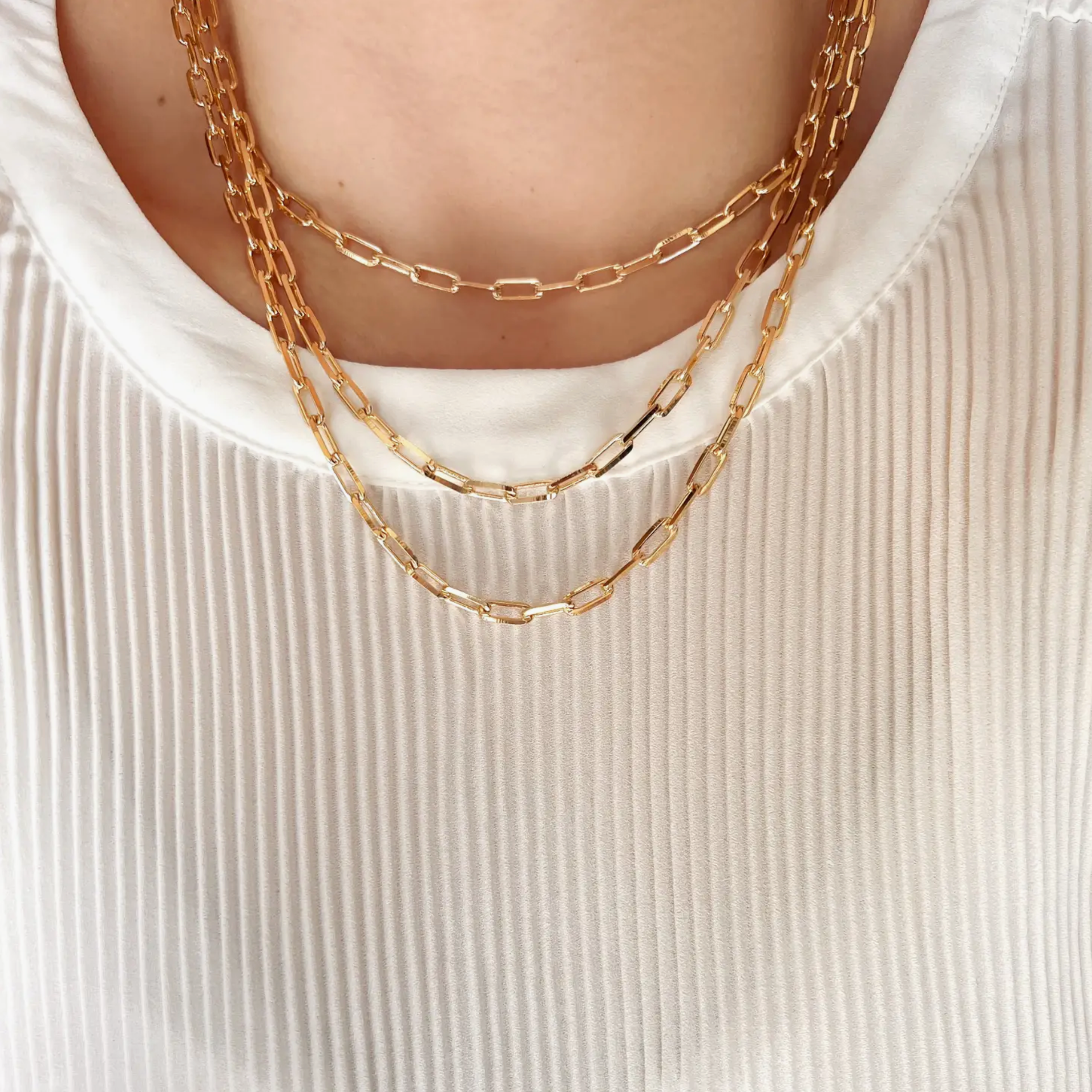 18k Gold Filled Paperclip Link Chain Necklace-22 inches