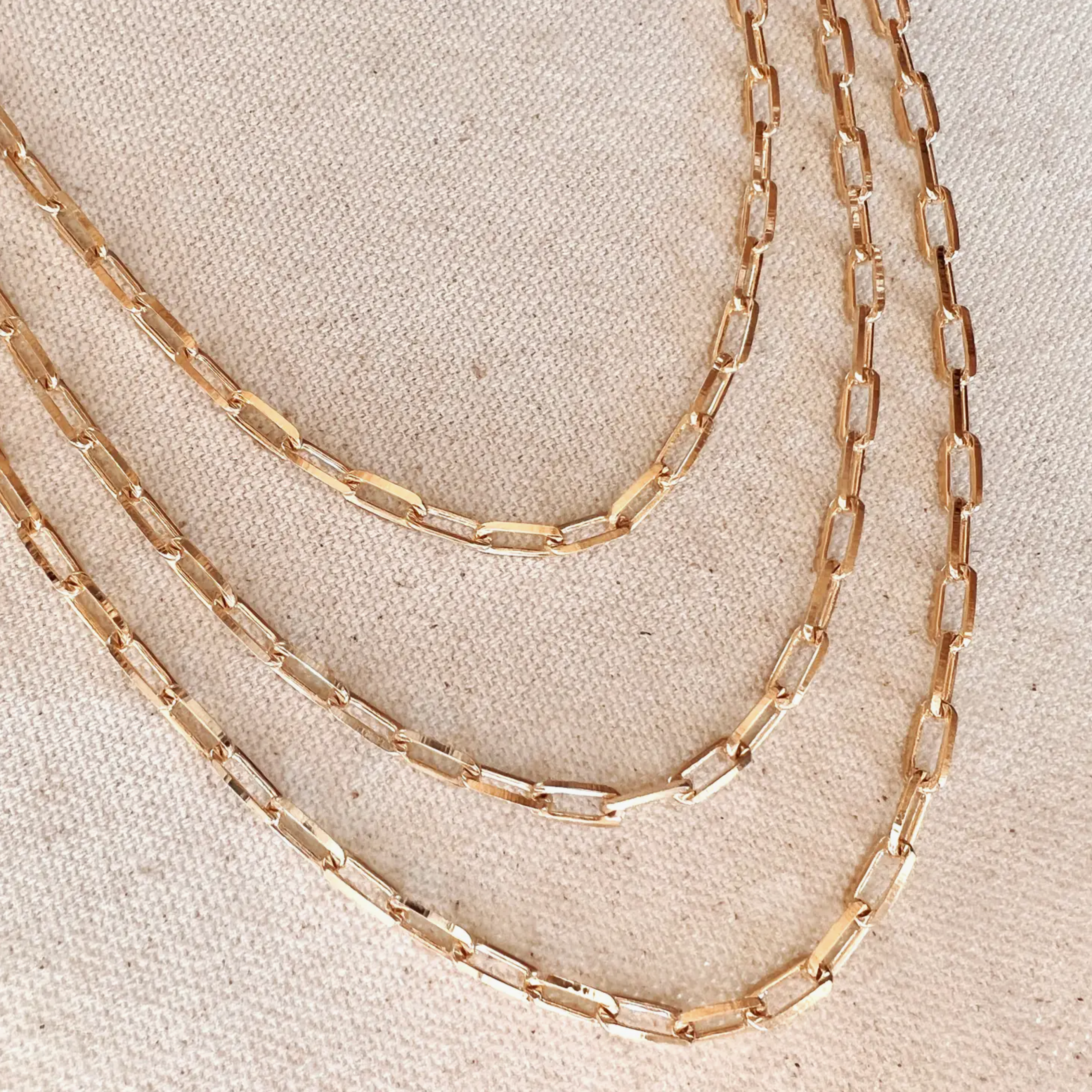 18k Gold Filled Paperclip Link Chain Necklace-22 inches