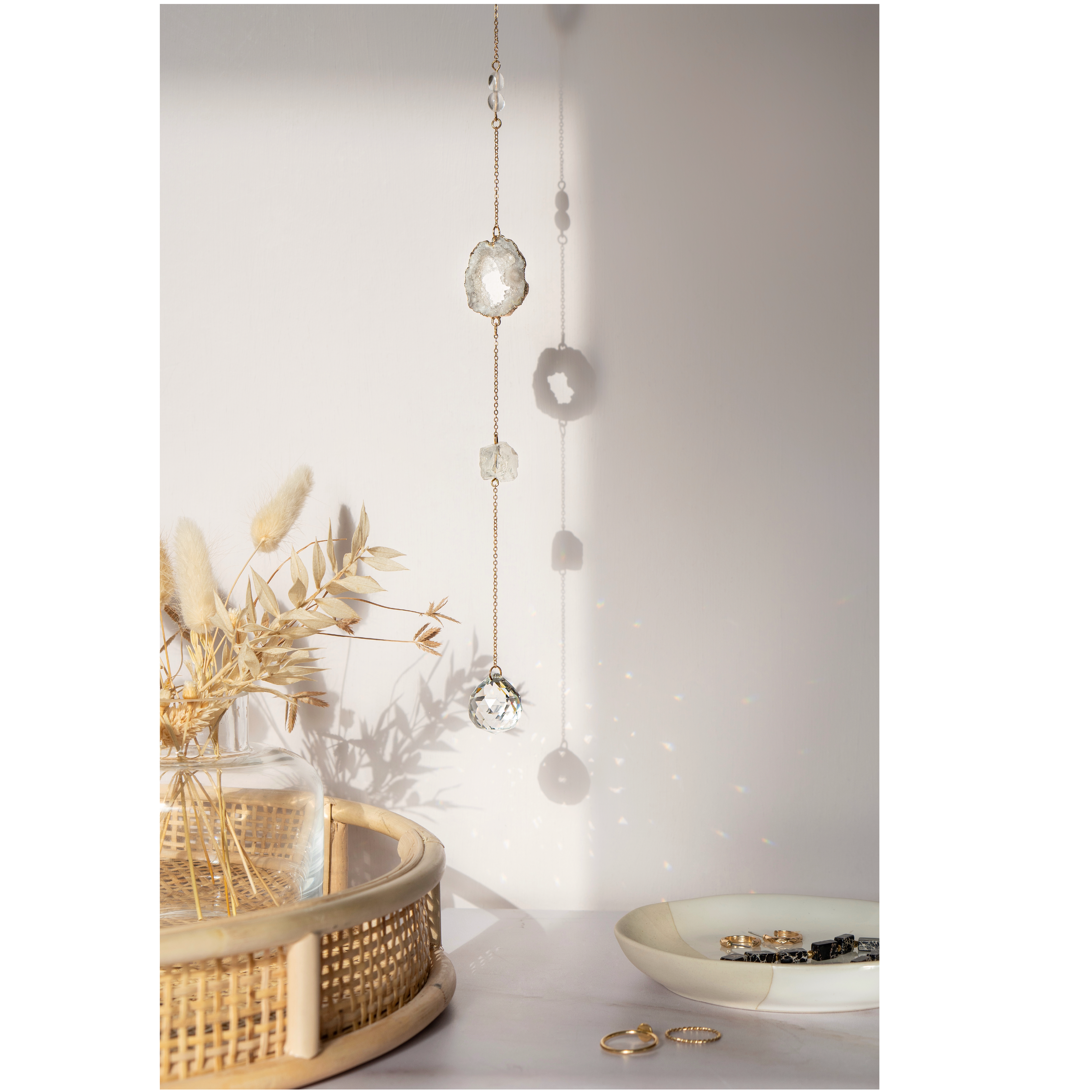 Raw Quartz Window Crystal Sun catcher 30cm