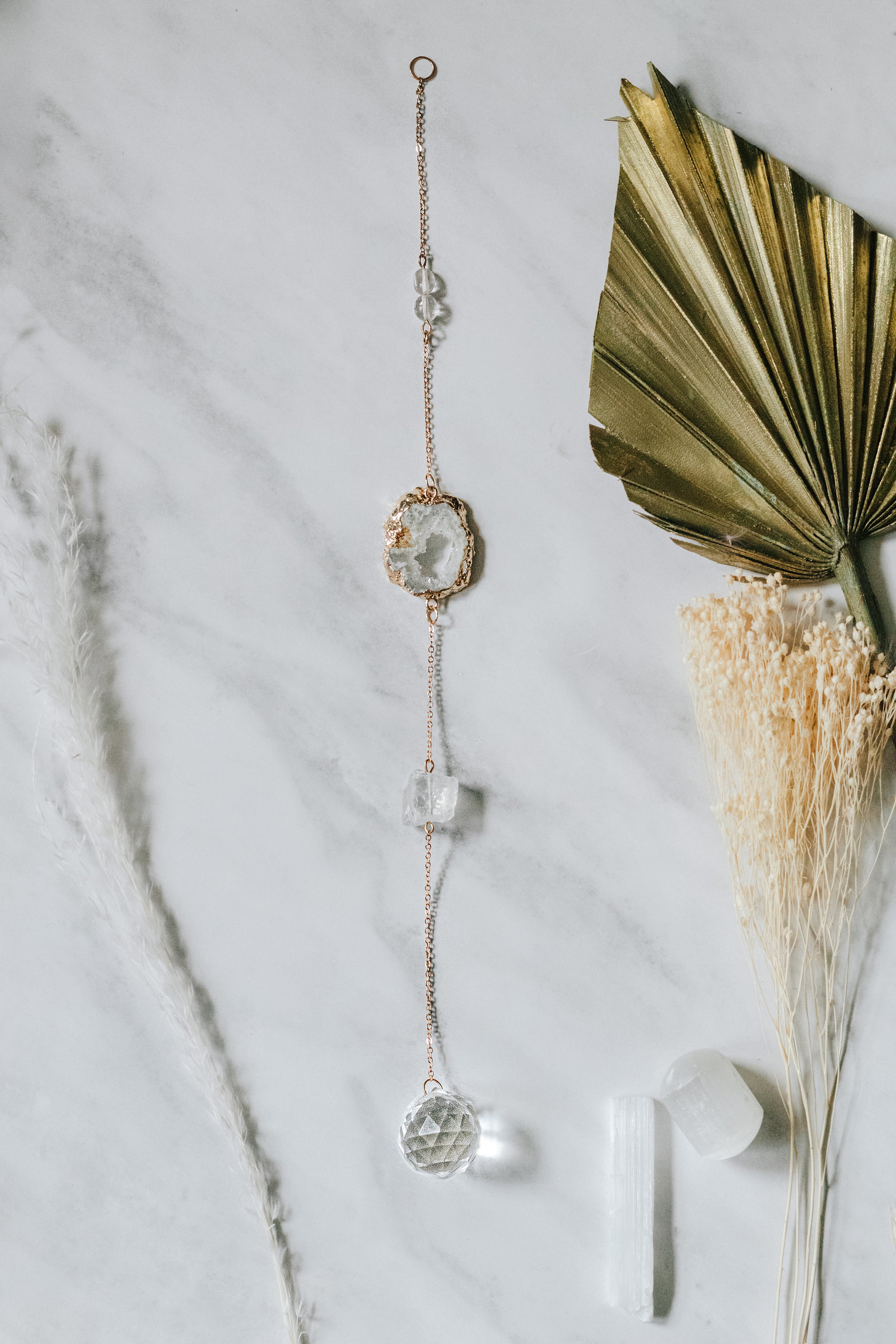 Raw Quartz Window Crystal Sun catcher 30cm