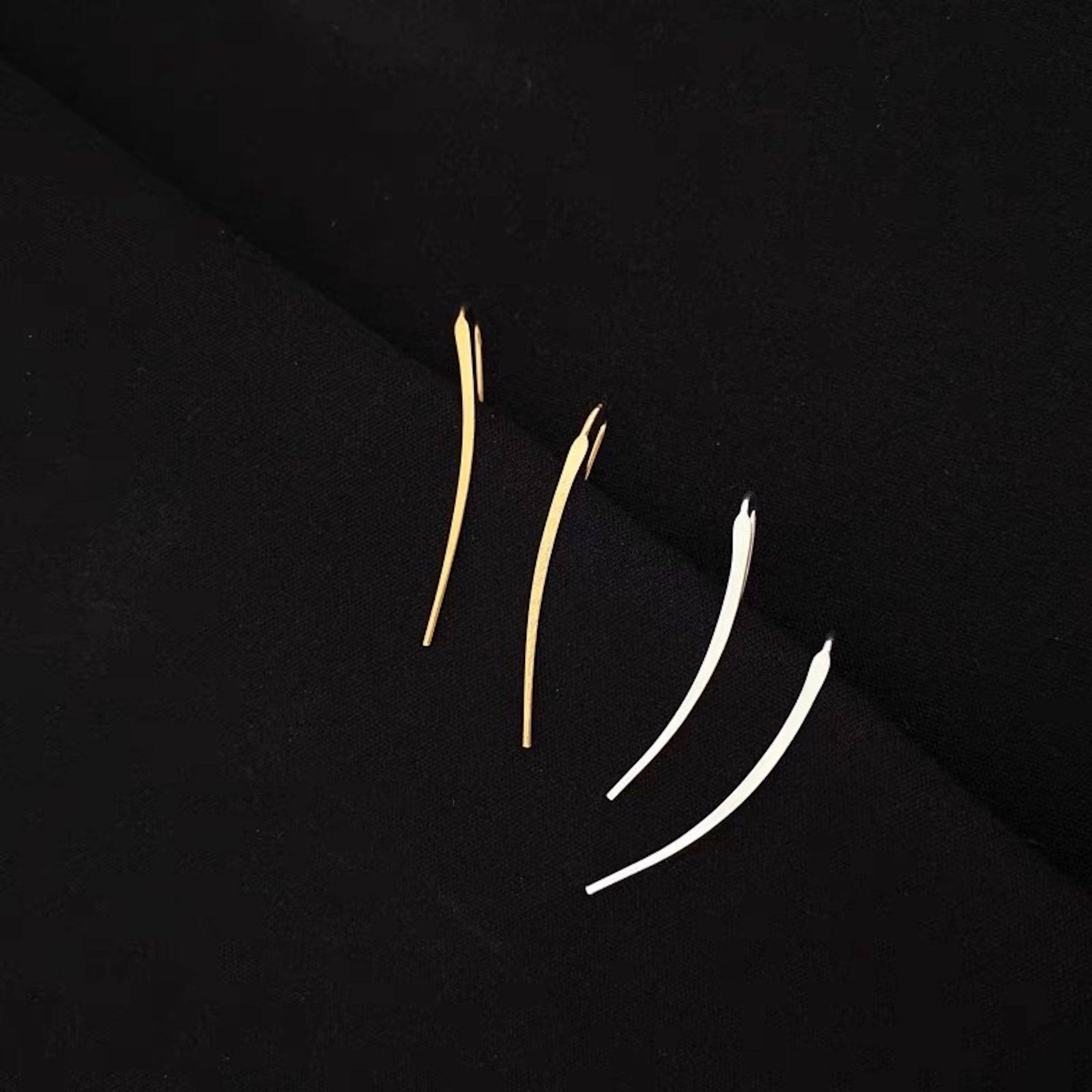 Minimalis line ear cuff-one pair-gold vermeil&sterling silve: Gold