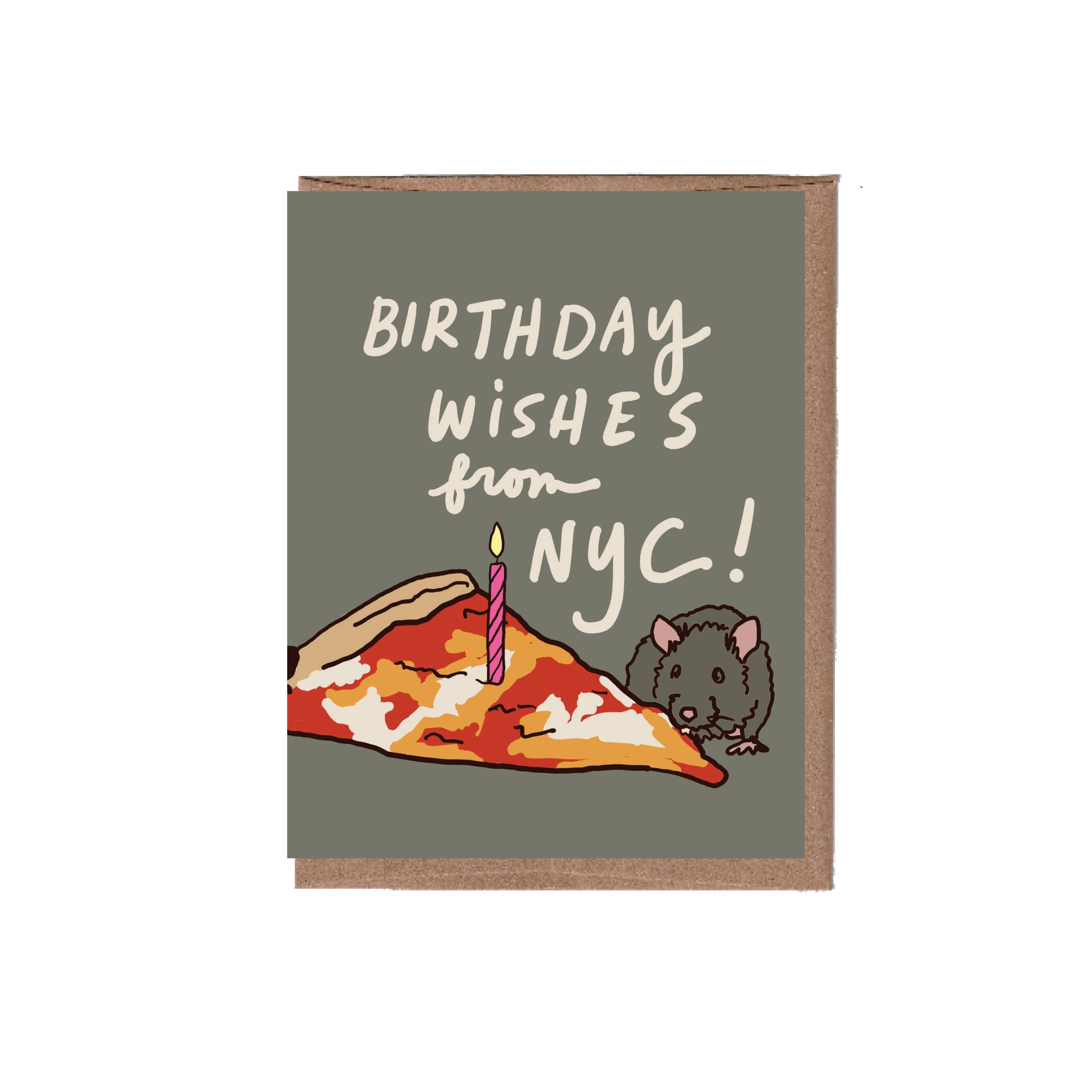 NYC Pizza Rat Birthday Greeting Card